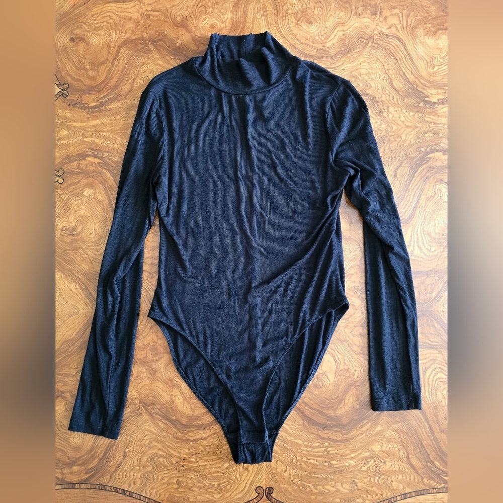 Lili Sidonio Bodysuit, Black, Medium, Mock Neck